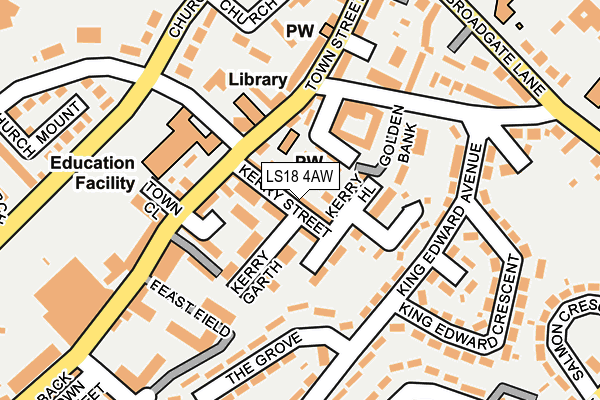 LS18 4AW map - OS OpenMap – Local (Ordnance Survey)