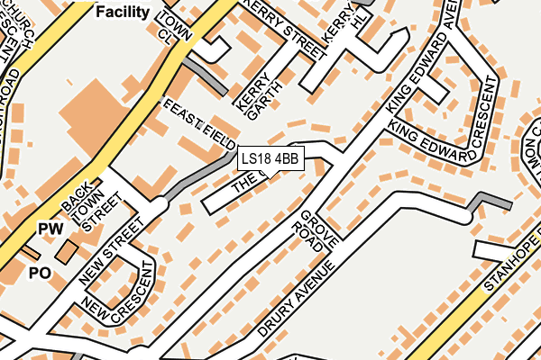 LS18 4BB map - OS OpenMap – Local (Ordnance Survey)