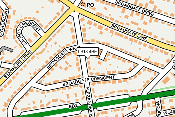 LS18 4HE map - OS OpenMap – Local (Ordnance Survey)