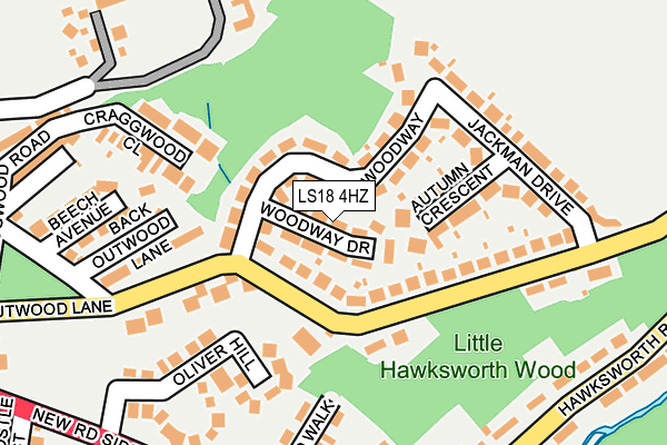 LS18 4HZ map - OS OpenMap – Local (Ordnance Survey)