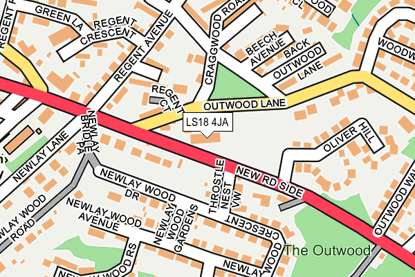 LS18 4JA map - OS OpenMap – Local (Ordnance Survey)