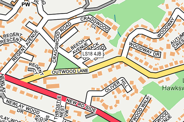 LS18 4JB map - OS OpenMap – Local (Ordnance Survey)