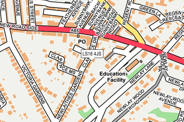 LS18 4JS map - OS OpenMap – Local (Ordnance Survey)