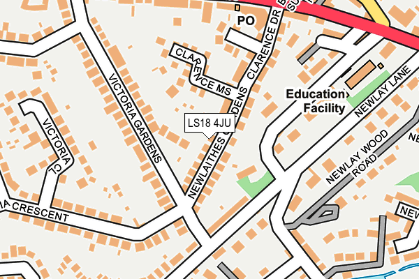 LS18 4JU map - OS OpenMap – Local (Ordnance Survey)