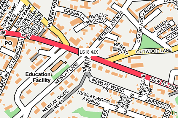 LS18 4JX map - OS OpenMap – Local (Ordnance Survey)