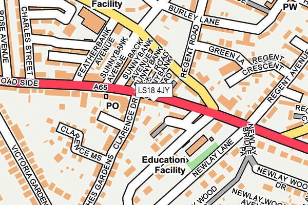 LS18 4JY map - OS OpenMap – Local (Ordnance Survey)