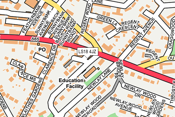 LS18 4JZ map - OS OpenMap – Local (Ordnance Survey)