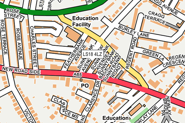 LS18 4LZ map - OS OpenMap – Local (Ordnance Survey)