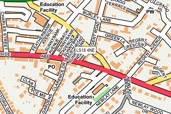 LS18 4NE map - OS OpenMap – Local (Ordnance Survey)
