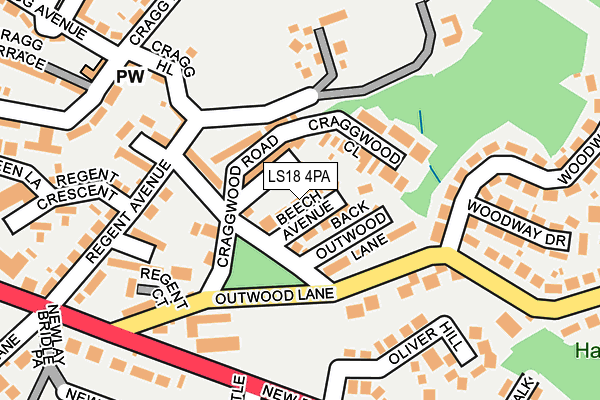 LS18 4PA map - OS OpenMap – Local (Ordnance Survey)