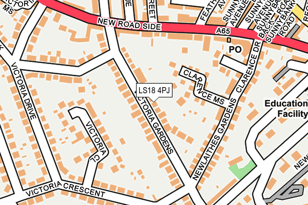 LS18 4PJ map - OS OpenMap – Local (Ordnance Survey)