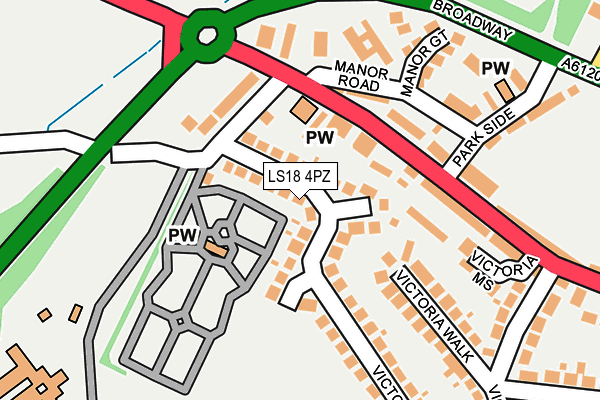 LS18 4PZ map - OS OpenMap – Local (Ordnance Survey)