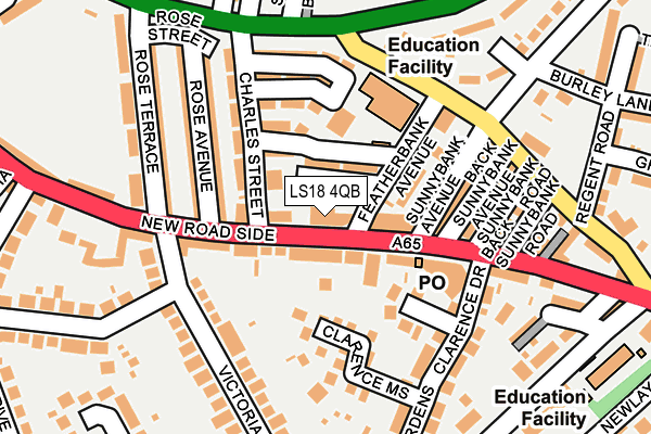 LS18 4QB map - OS OpenMap – Local (Ordnance Survey)