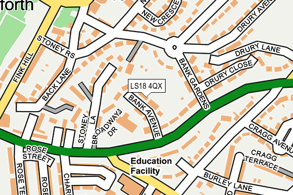 LS18 4QX map - OS OpenMap – Local (Ordnance Survey)