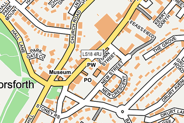 LS18 4RJ map - OS OpenMap – Local (Ordnance Survey)