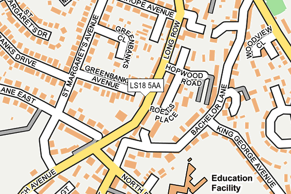 LS18 5AA map - OS OpenMap – Local (Ordnance Survey)