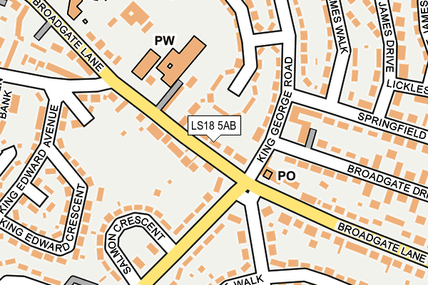 LS18 5AB map - OS OpenMap – Local (Ordnance Survey)