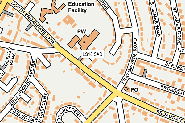 LS18 5AD map - OS OpenMap – Local (Ordnance Survey)