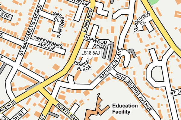 LS18 5AJ map - OS OpenMap – Local (Ordnance Survey)