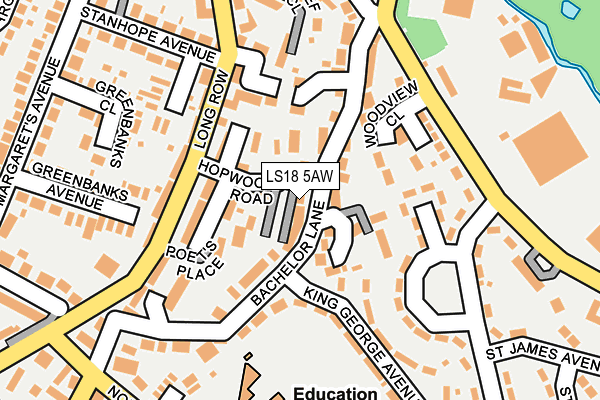 LS18 5AW map - OS OpenMap – Local (Ordnance Survey)