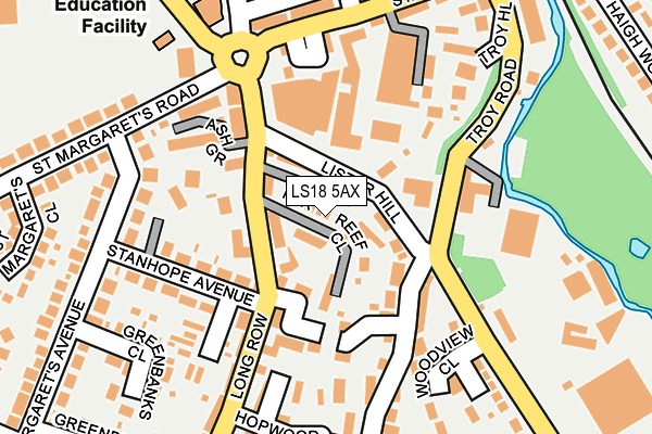 LS18 5AX map - OS OpenMap – Local (Ordnance Survey)
