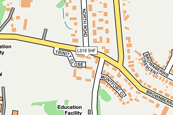 LS18 5HF map - OS OpenMap – Local (Ordnance Survey)