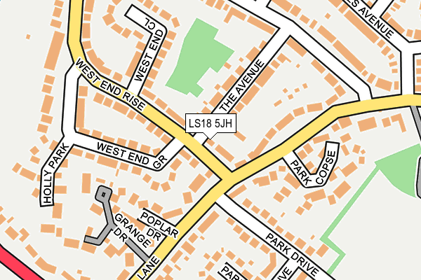 LS18 5JH map - OS OpenMap – Local (Ordnance Survey)