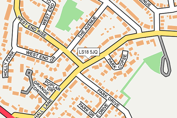 LS18 5JQ map - OS OpenMap – Local (Ordnance Survey)