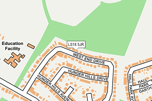 LS18 5JR map - OS OpenMap – Local (Ordnance Survey)