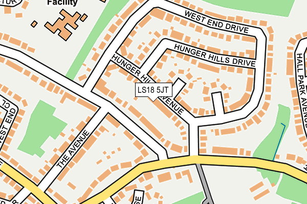 LS18 5JT map - OS OpenMap – Local (Ordnance Survey)