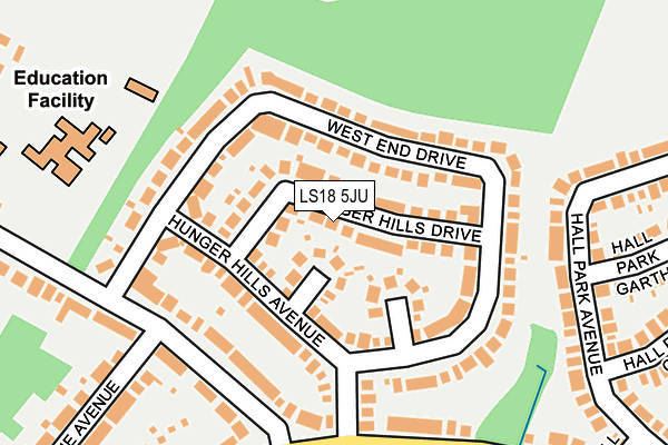LS18 5JU map - OS OpenMap – Local (Ordnance Survey)