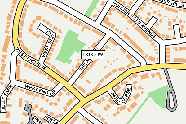 LS18 5JW map - OS OpenMap – Local (Ordnance Survey)