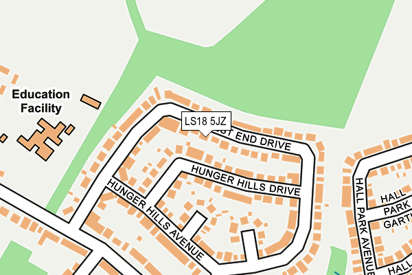LS18 5JZ map - OS OpenMap – Local (Ordnance Survey)