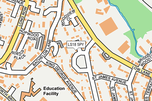 LS18 5PY map - OS OpenMap – Local (Ordnance Survey)
