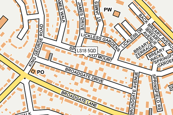 LS18 5QD map - OS OpenMap – Local (Ordnance Survey)