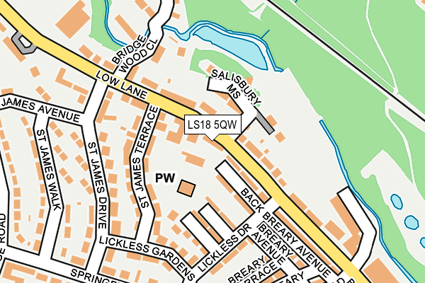 LS18 5QW map - OS OpenMap – Local (Ordnance Survey)