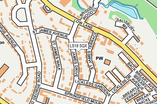LS18 5QX map - OS OpenMap – Local (Ordnance Survey)