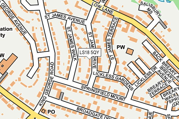 LS18 5QY map - OS OpenMap – Local (Ordnance Survey)
