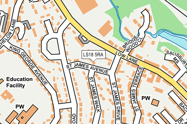 LS18 5RA map - OS OpenMap – Local (Ordnance Survey)