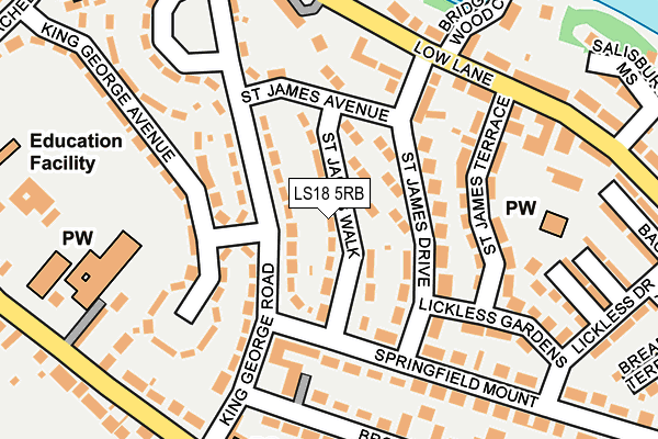 LS18 5RB map - OS OpenMap – Local (Ordnance Survey)