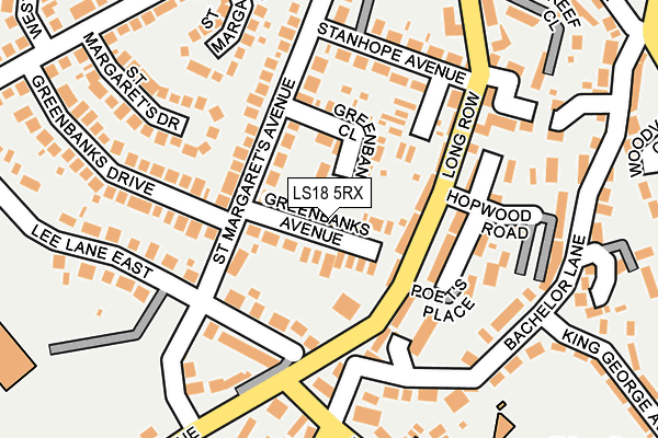 LS18 5RX map - OS OpenMap – Local (Ordnance Survey)