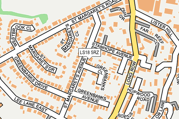 LS18 5RZ map - OS OpenMap – Local (Ordnance Survey)