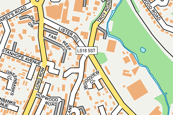 LS18 5ST map - OS OpenMap – Local (Ordnance Survey)