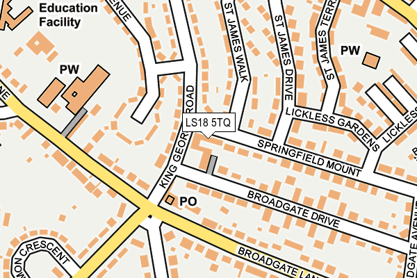 LS18 5TQ map - OS OpenMap – Local (Ordnance Survey)