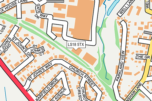 LS18 5TX map - OS OpenMap – Local (Ordnance Survey)