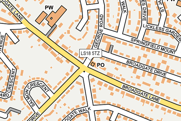 LS18 5TZ map - OS OpenMap – Local (Ordnance Survey)