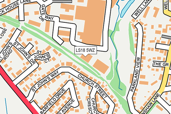 LS18 5WZ map - OS OpenMap – Local (Ordnance Survey)
