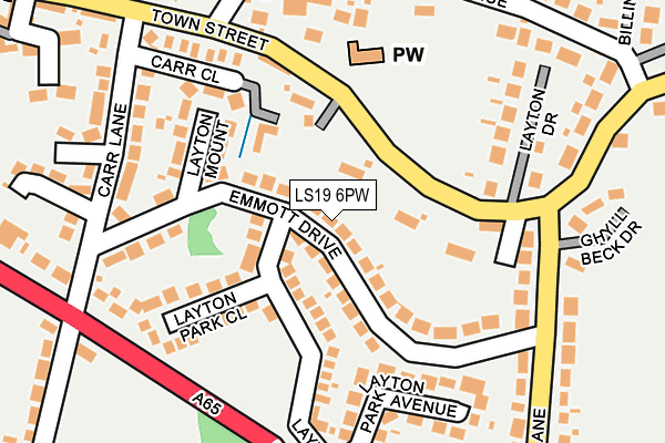 LS19 6PW map - OS OpenMap – Local (Ordnance Survey)