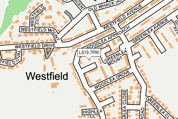 LS19 7PW map - OS OpenMap – Local (Ordnance Survey)