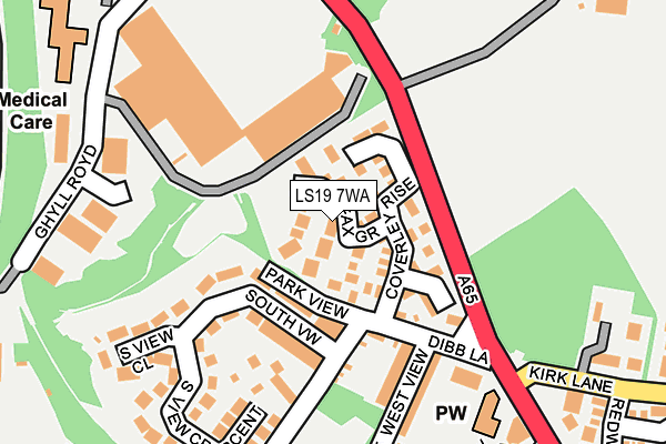 LS19 7WA map - OS OpenMap – Local (Ordnance Survey)